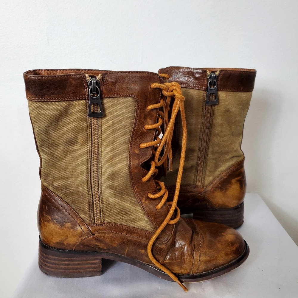RUDSAK Cognac Leather Ankle Booties Zip/Lace - Picture 8 of 9